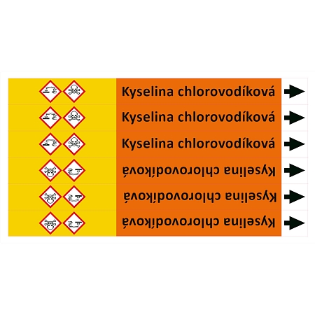 Značení potrubí ISO 20560, kyselina chlorovodíková